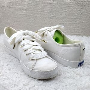 Keds For Kate Spade White Canvas Lace Up Platform Sole Low Top Sneaker Shoe